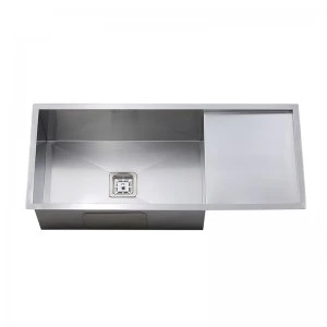 Reversible gebürstete Einzels chale Single Drainboard Küchen spüle mit quadratischem Abfluss loch